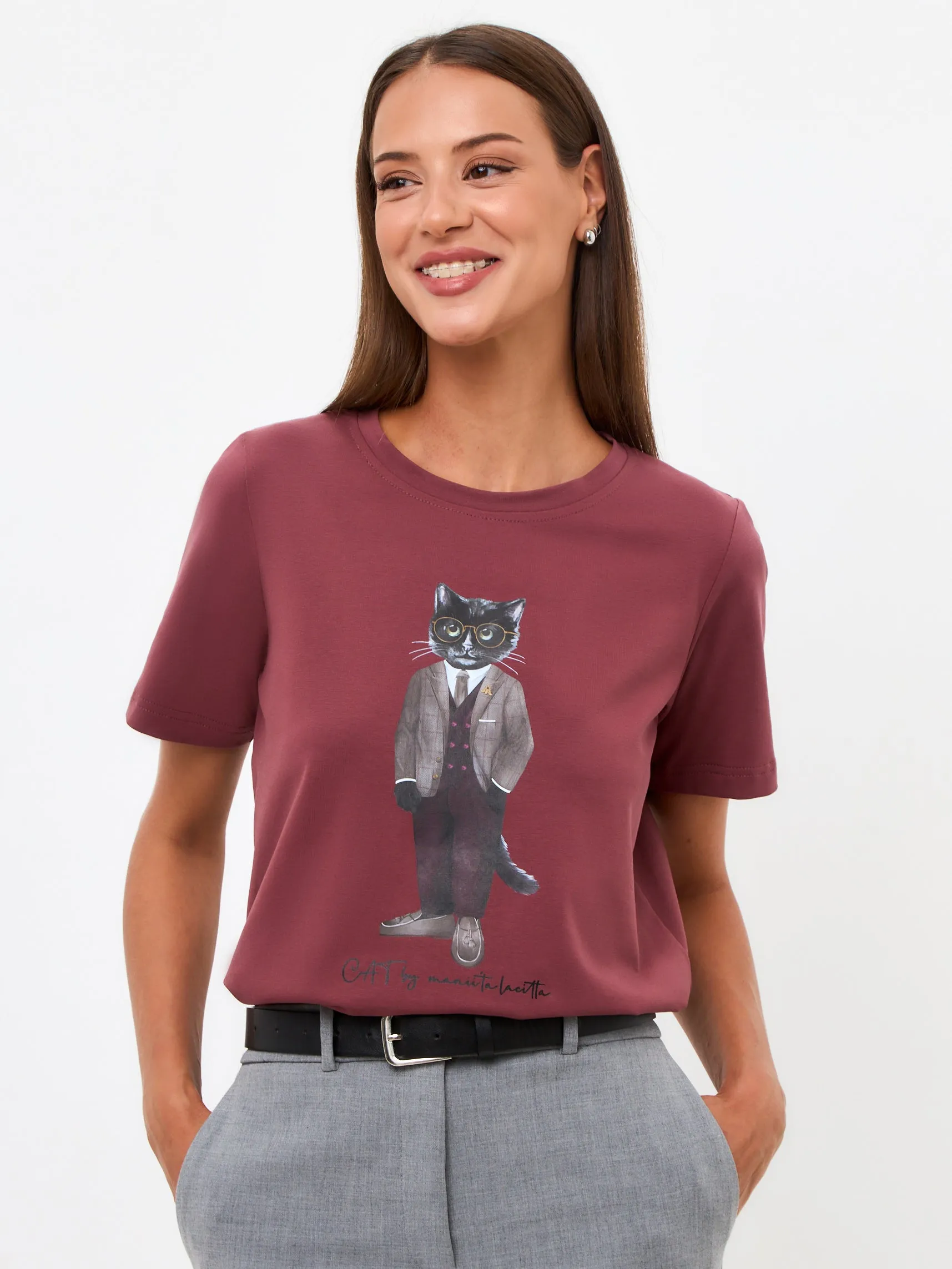 Red Printed T-shirt PROFESSOR CAT