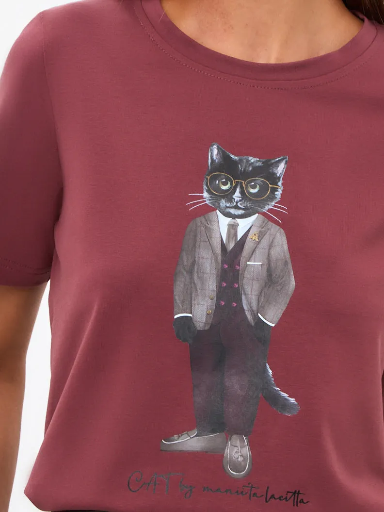 Red Printed T-shirt PROFESSOR CAT