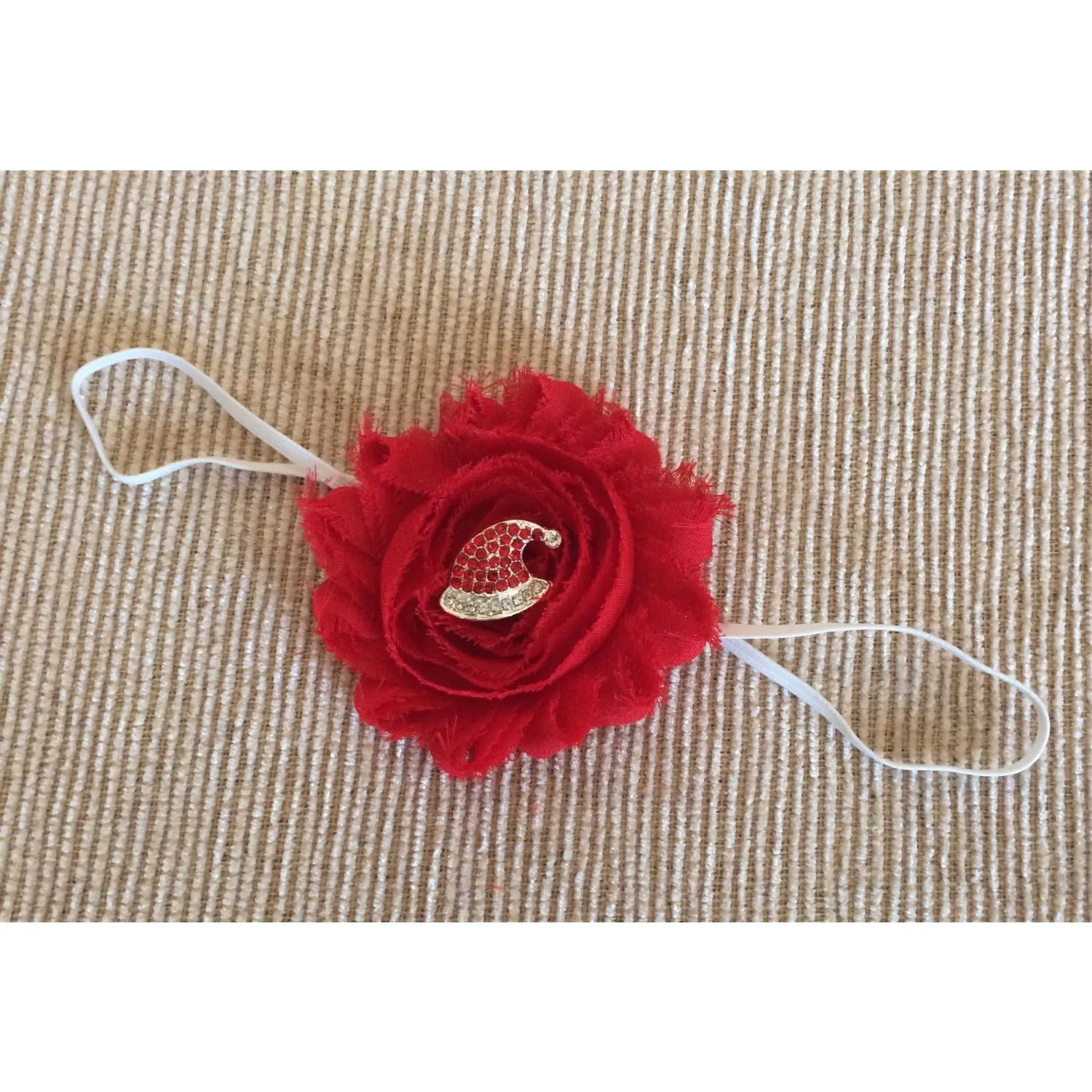 Red Shabby Headband with Crystal