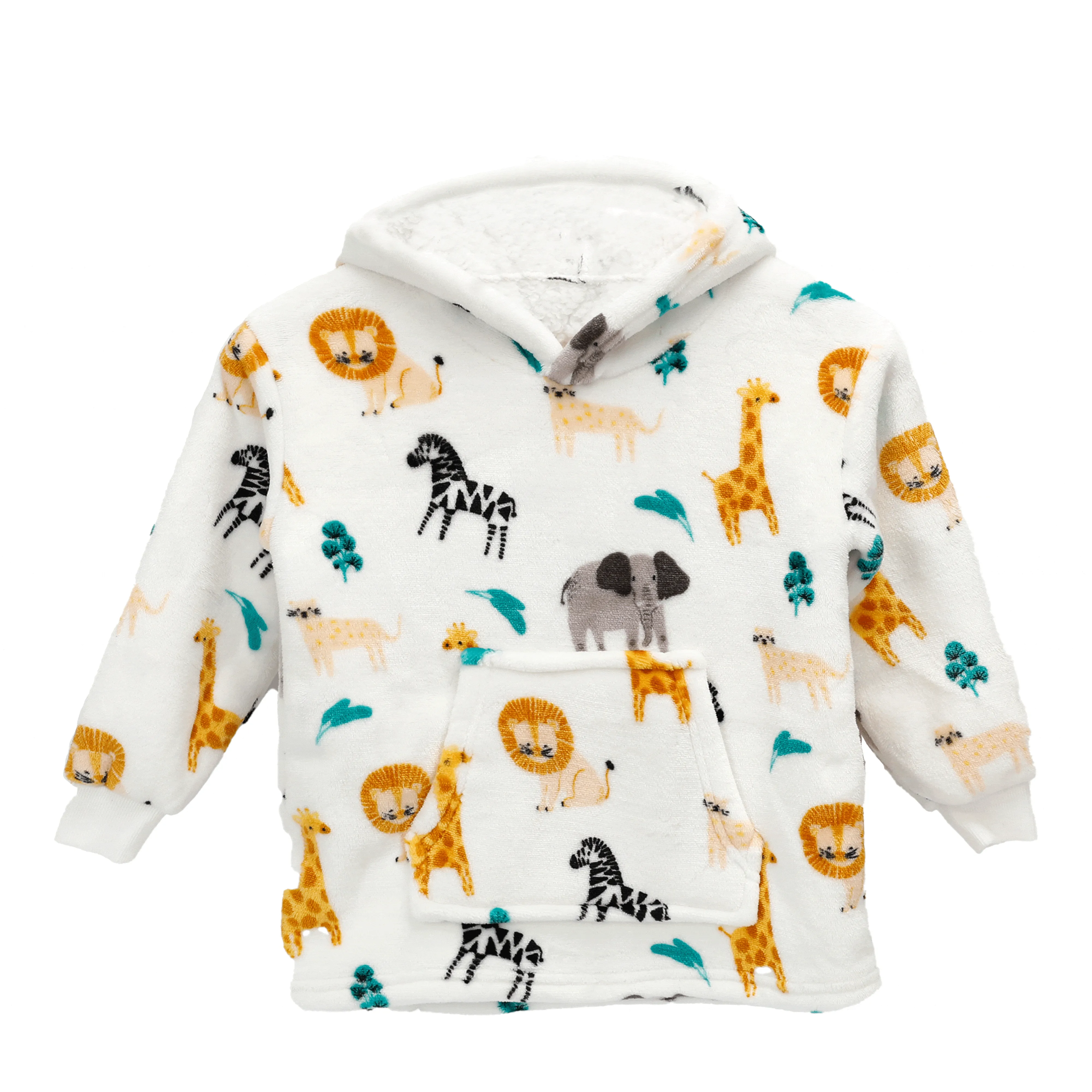 Safari & Sloth Infant Hooded Blanket with Pocket for Toddlers Ages 0-2 Warm Unisex Loungewear by Daisy Dreamer