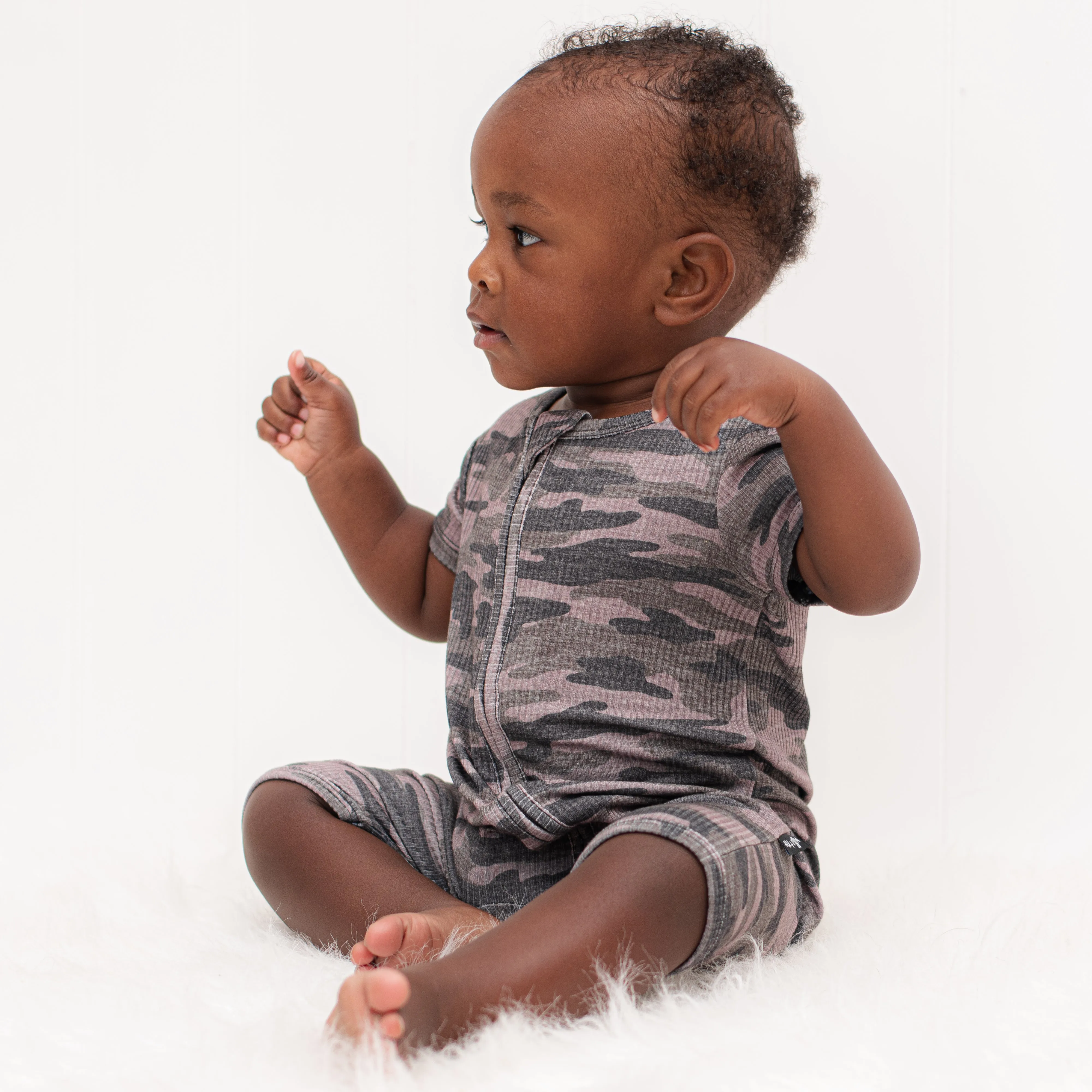 SHORTIE ZIP ROMPER - Chris Camo Ribbed