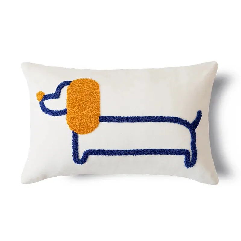 SINOTAO  -  Cartoon Sausage Dog Embroidered Cushion Cover Pillow Cover for Sofa Bedroom For Kids Child Gift Cosplay