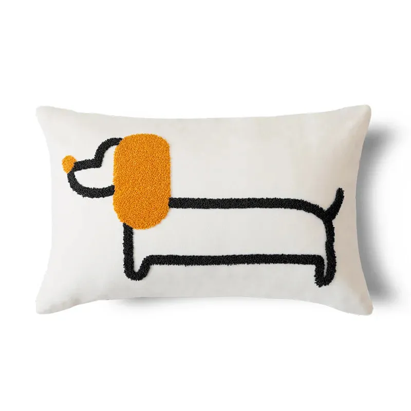 SINOTAO  -  Cartoon Sausage Dog Embroidered Cushion Cover Pillow Cover for Sofa Bedroom For Kids Child Gift Cosplay