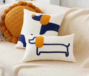 SINOTAO  -  Cartoon Sausage Dog Embroidered Cushion Cover Pillow Cover for Sofa Bedroom For Kids Child Gift Cosplay