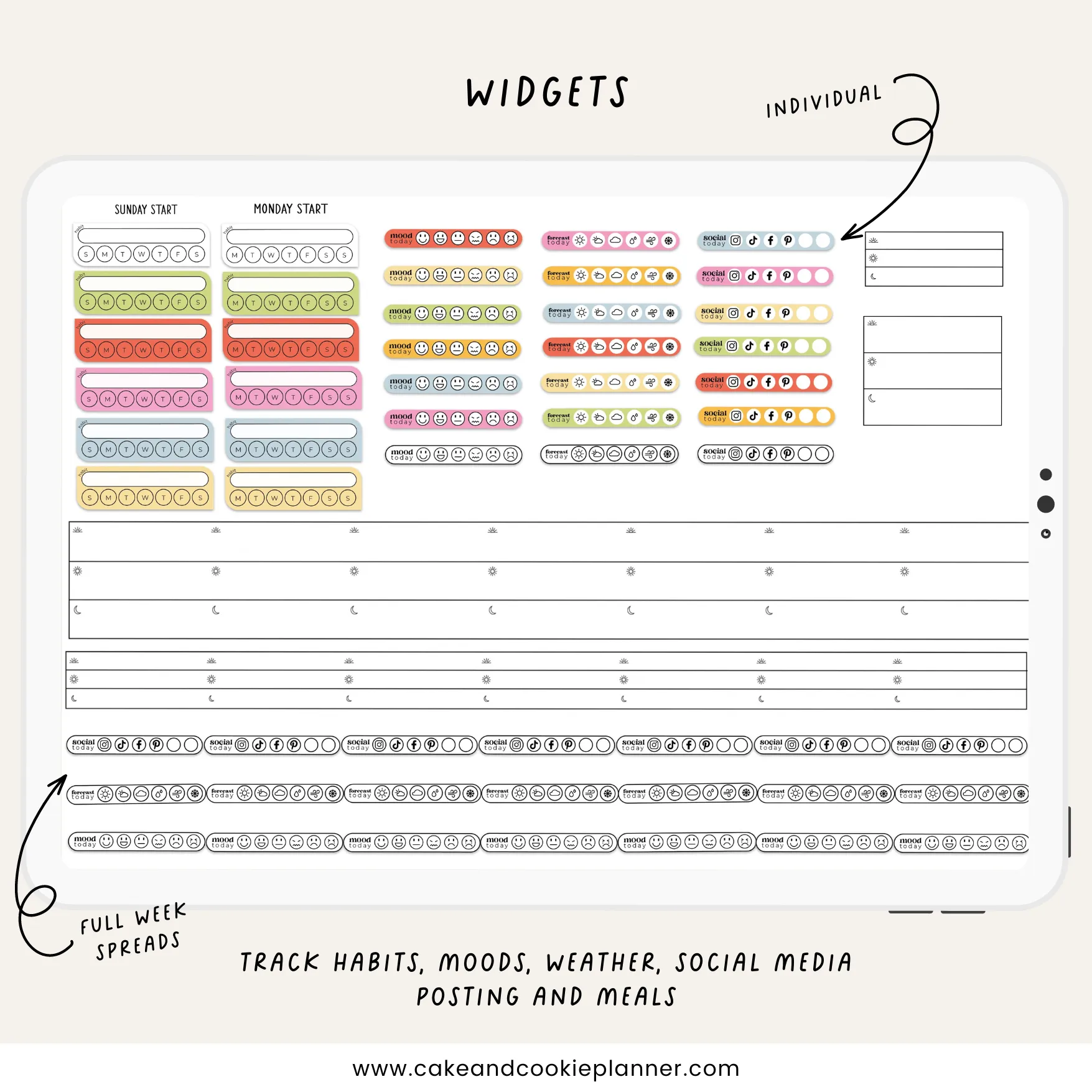 Stickies and Widgets - Baked in Color - Digital Planner Stickers