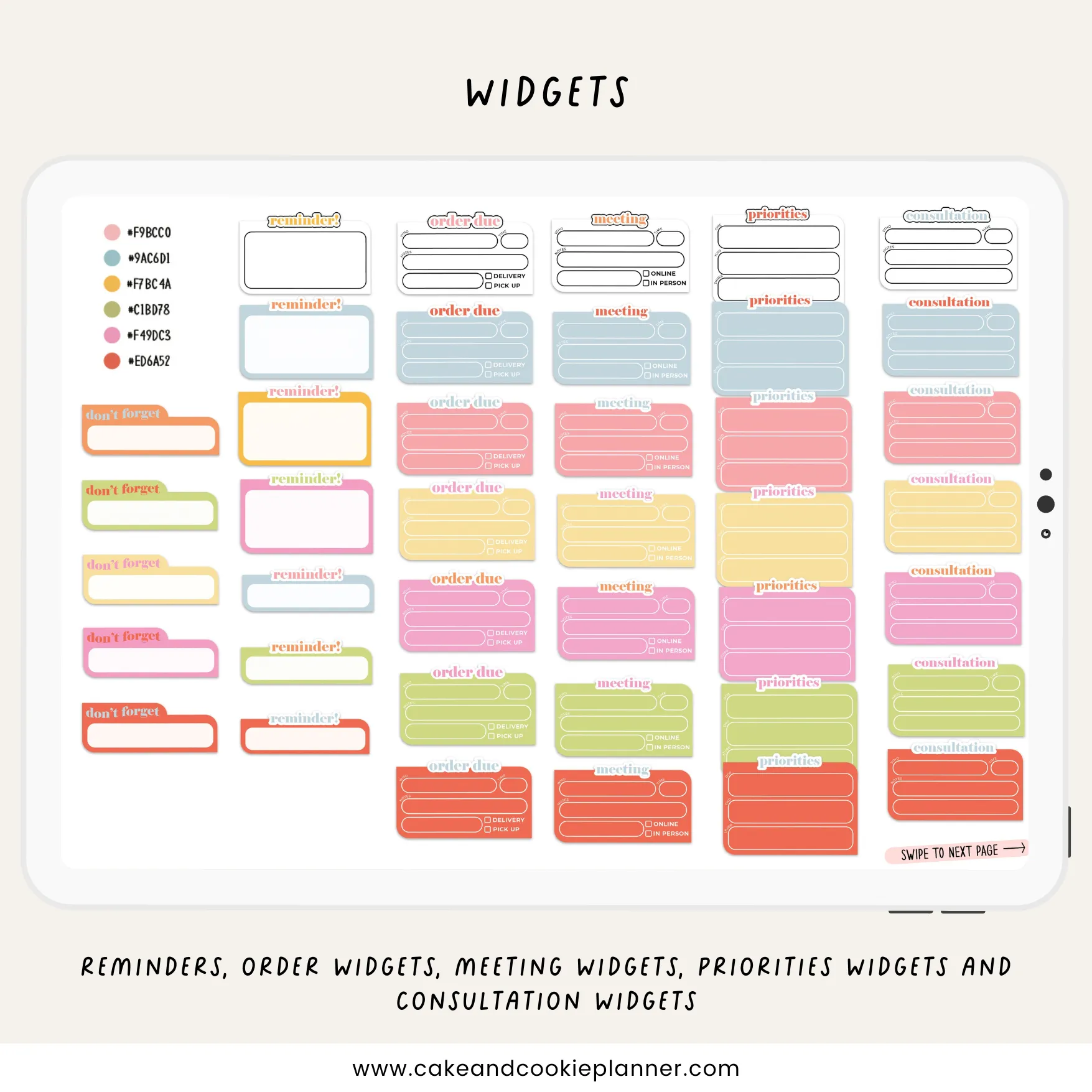 Stickies and Widgets - Baked in Color - Digital Planner Stickers