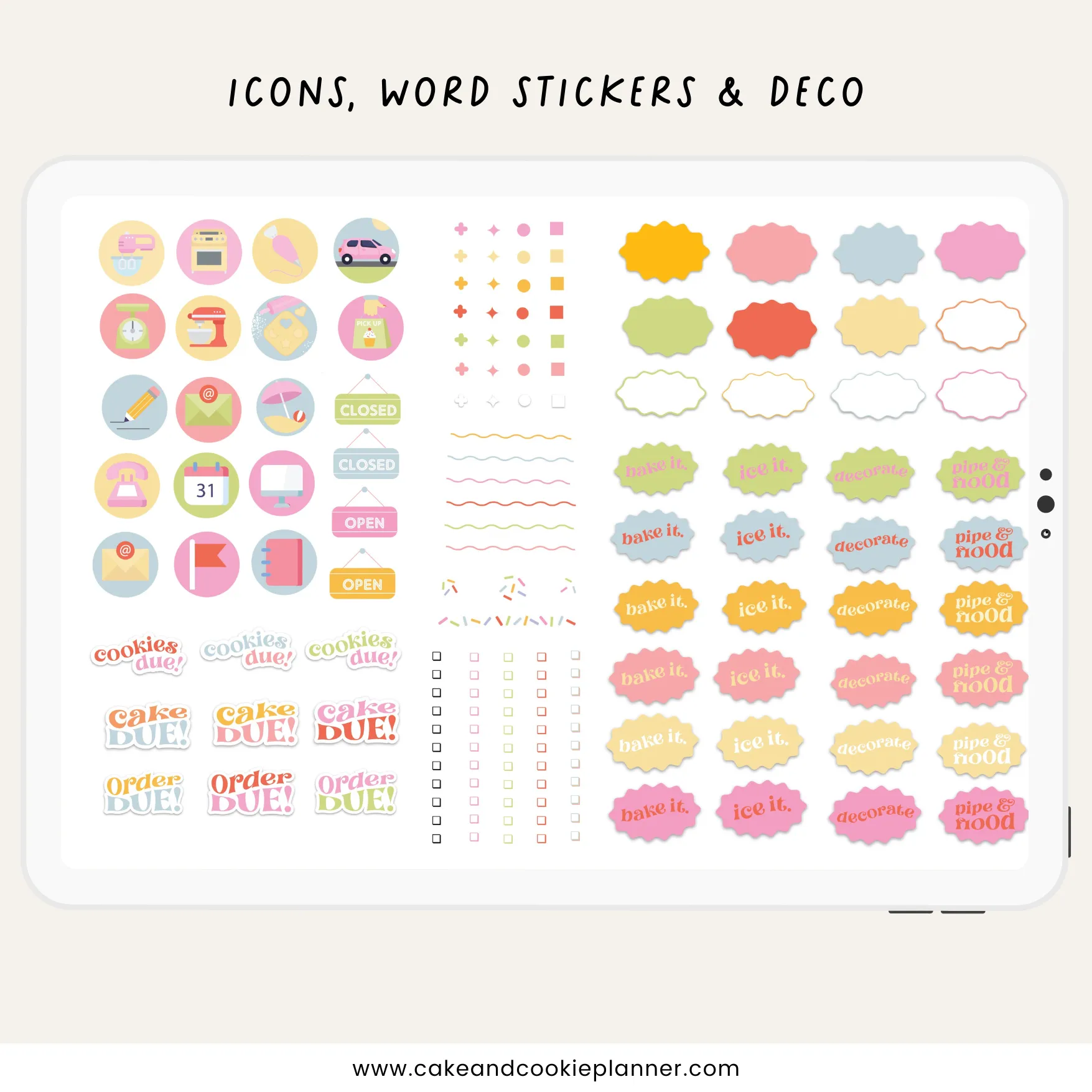 Stickies and Widgets - Baked in Color - Digital Planner Stickers