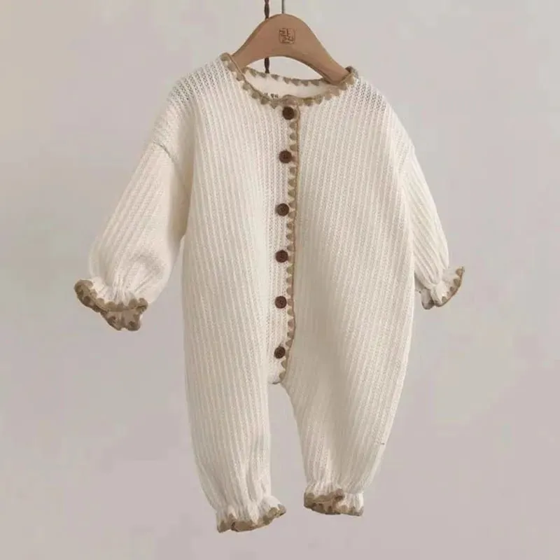 Toddler Frilled Ribbed Long Sleeve Jumpsuit