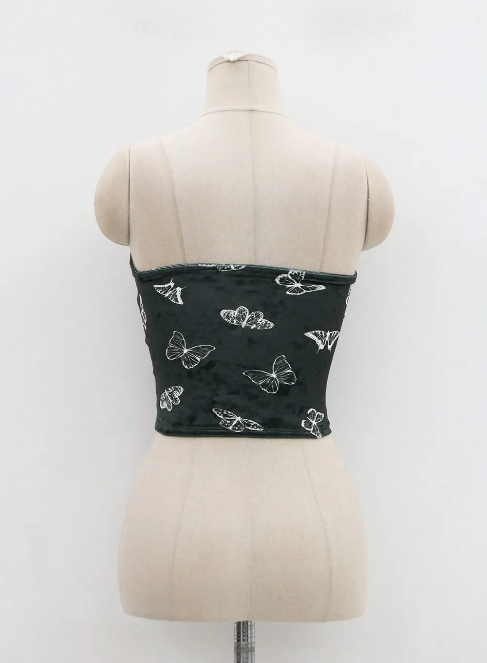 Velvet Butterfly Sleeveless Crop Top BN22