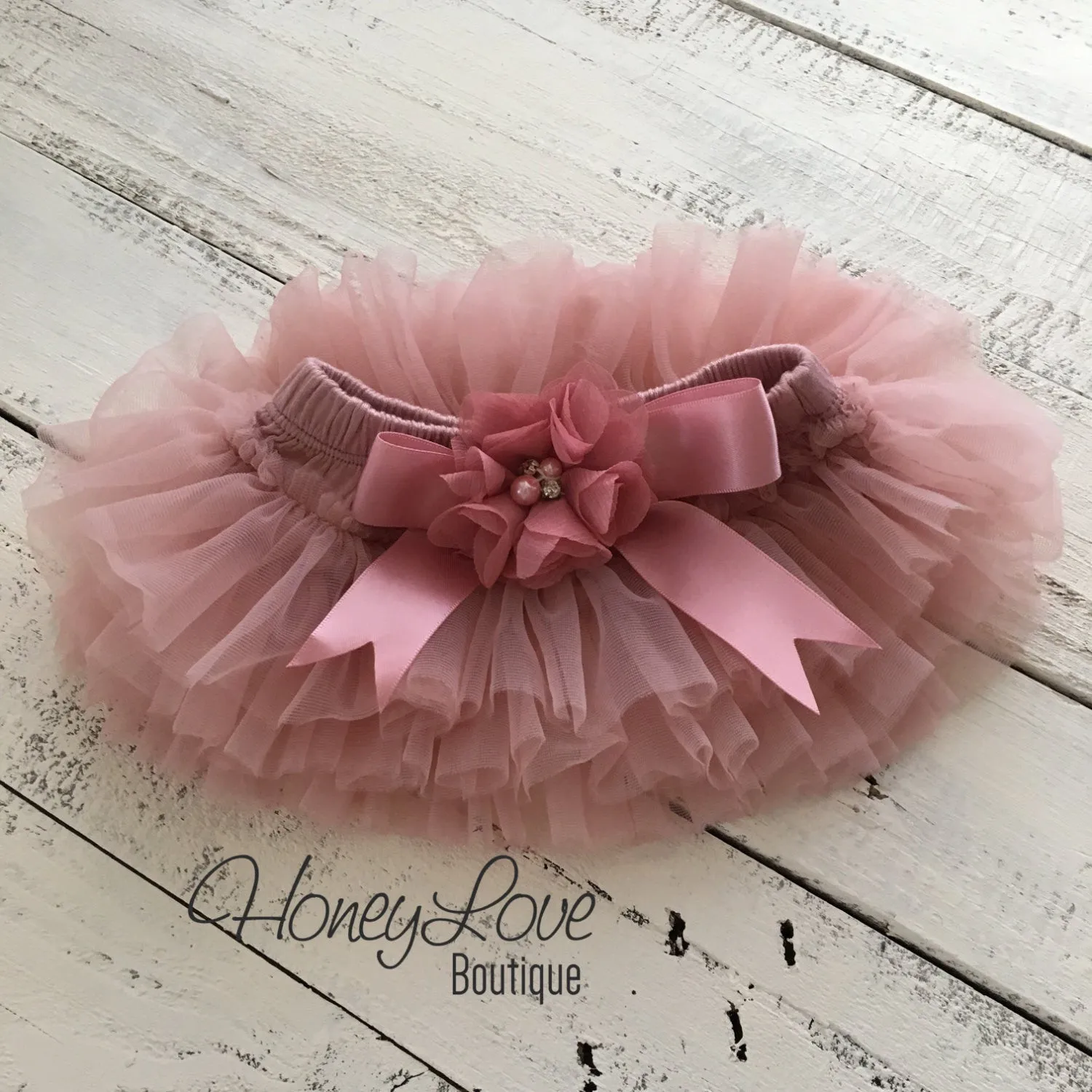 Vintage Pink tutu skirt bloomers and gold glitter headband - embellished bloomers