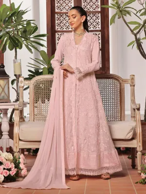 Wardah Uzair "Dil Ruba" Luxury Embroidered Chiffon Gown Suit - GulZar