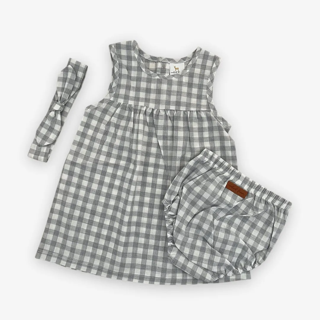 willow dress set || gray gingham