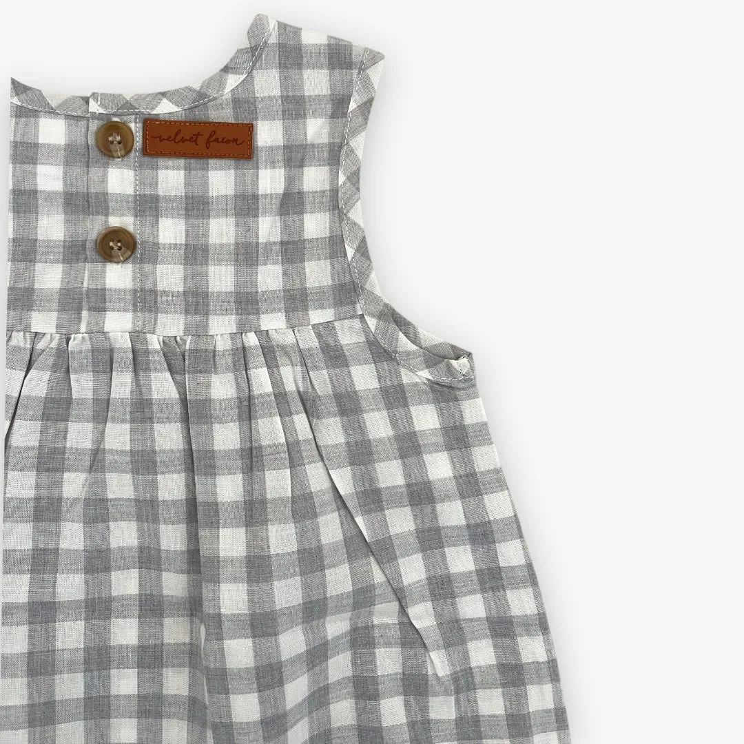 willow dress set || gray gingham