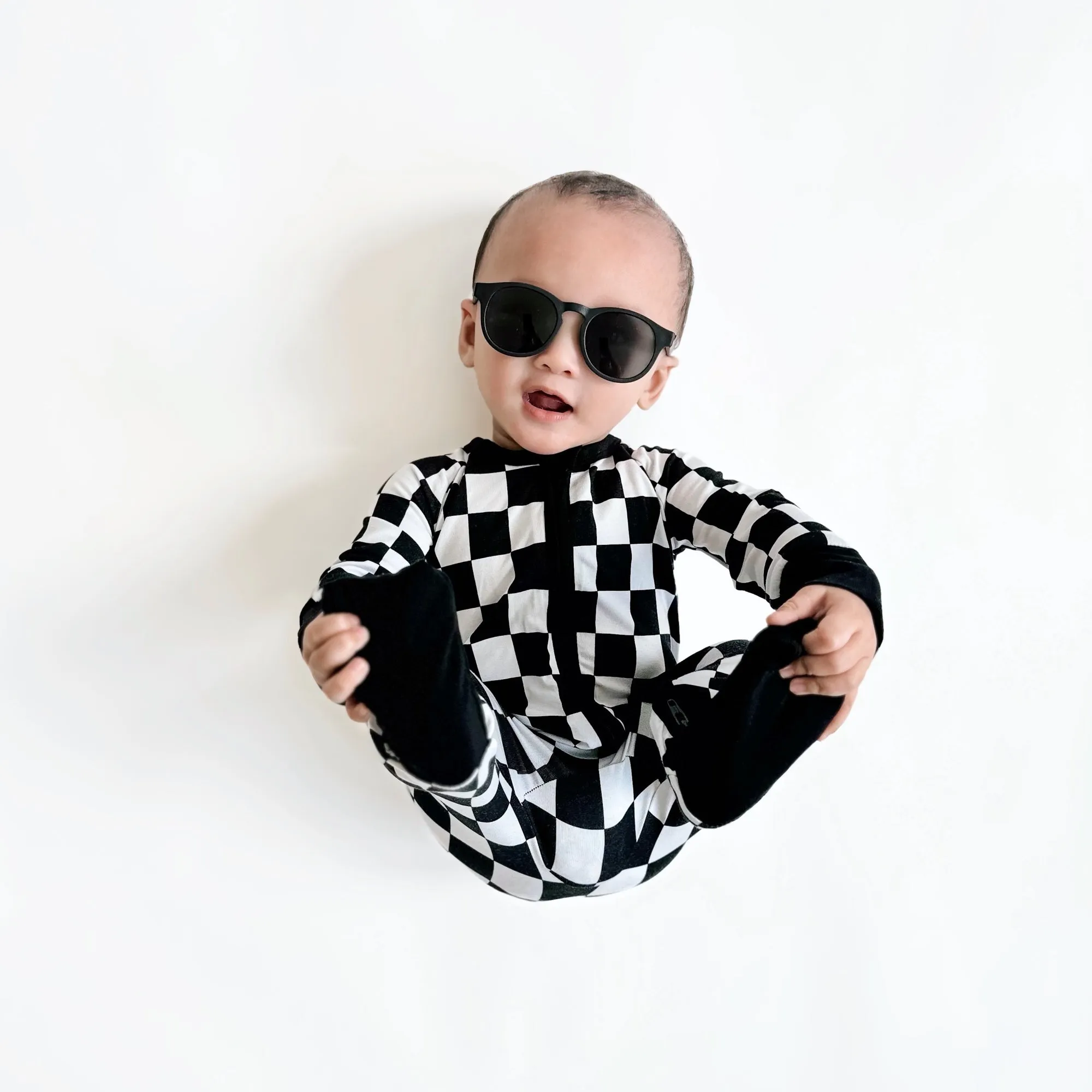 ZIP ROMPER - B W Checkered