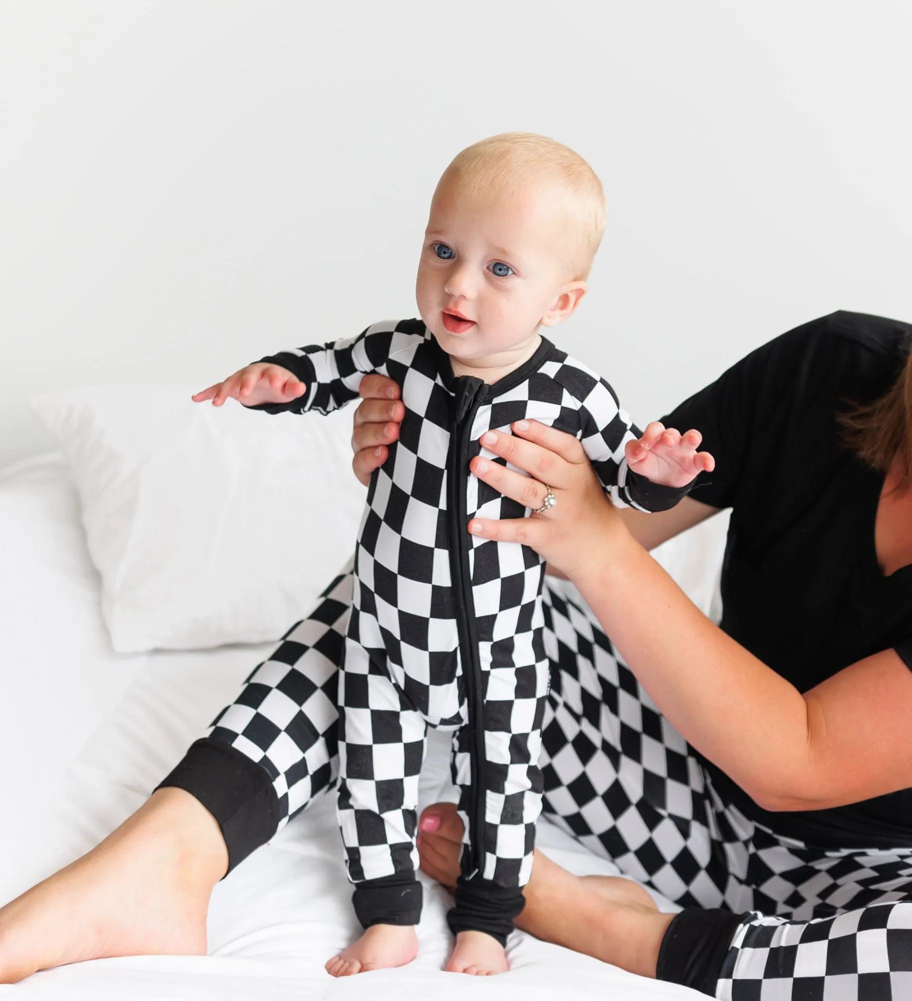 ZIP ROMPER - B W Checkered