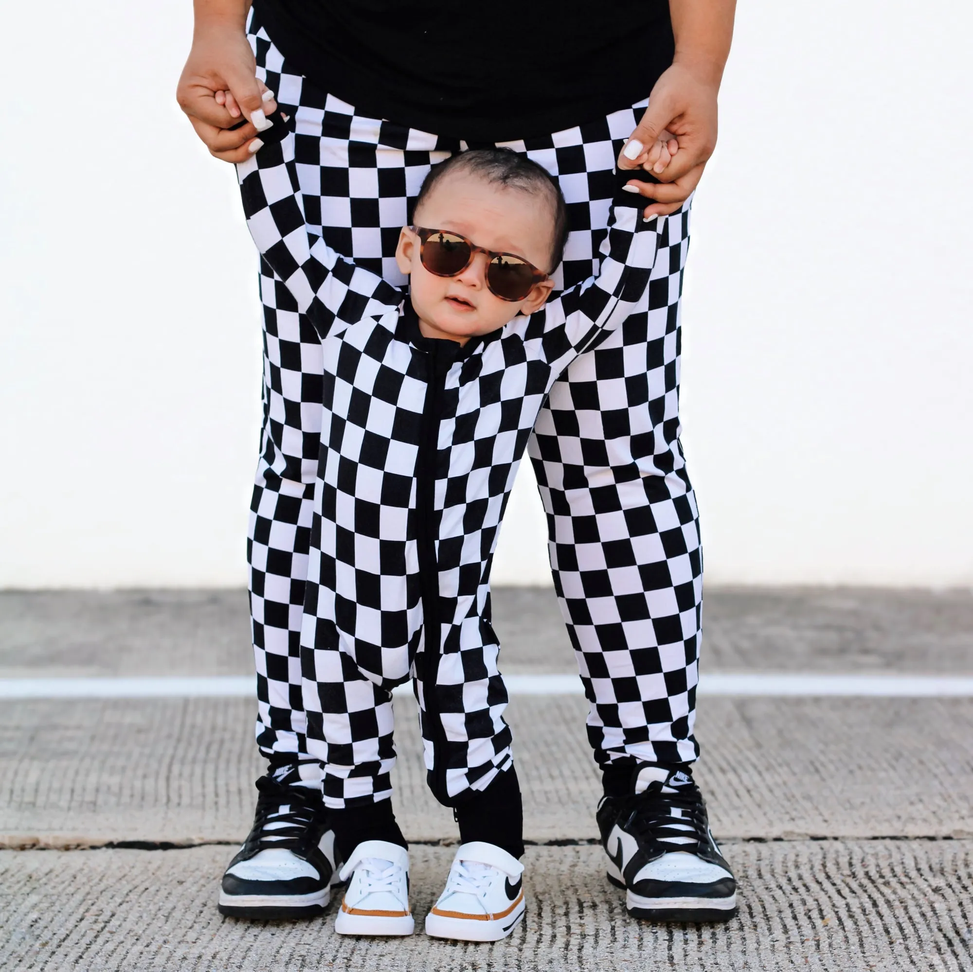 ZIP ROMPER - B W Checkered