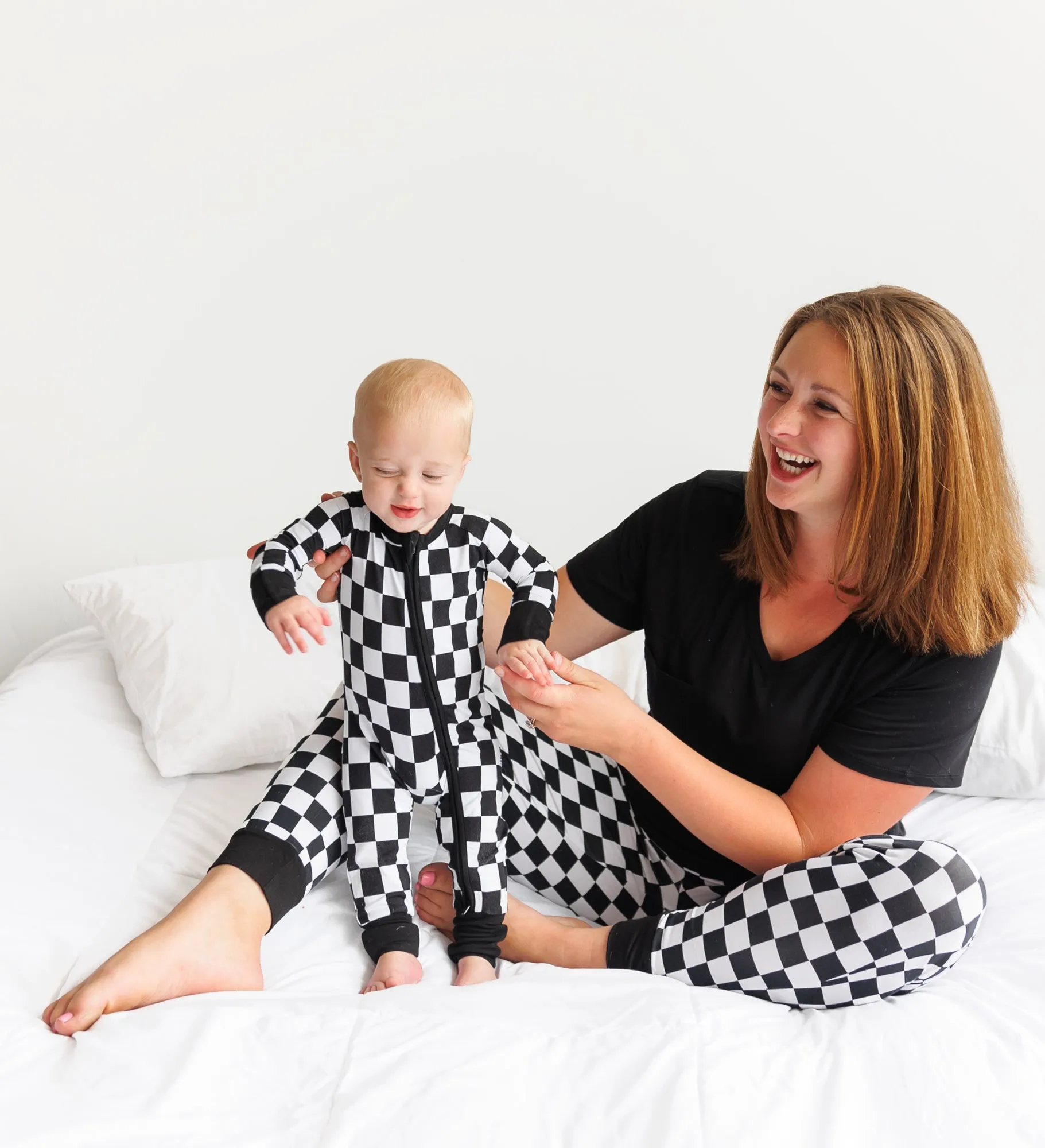 ZIP ROMPER - B W Checkered