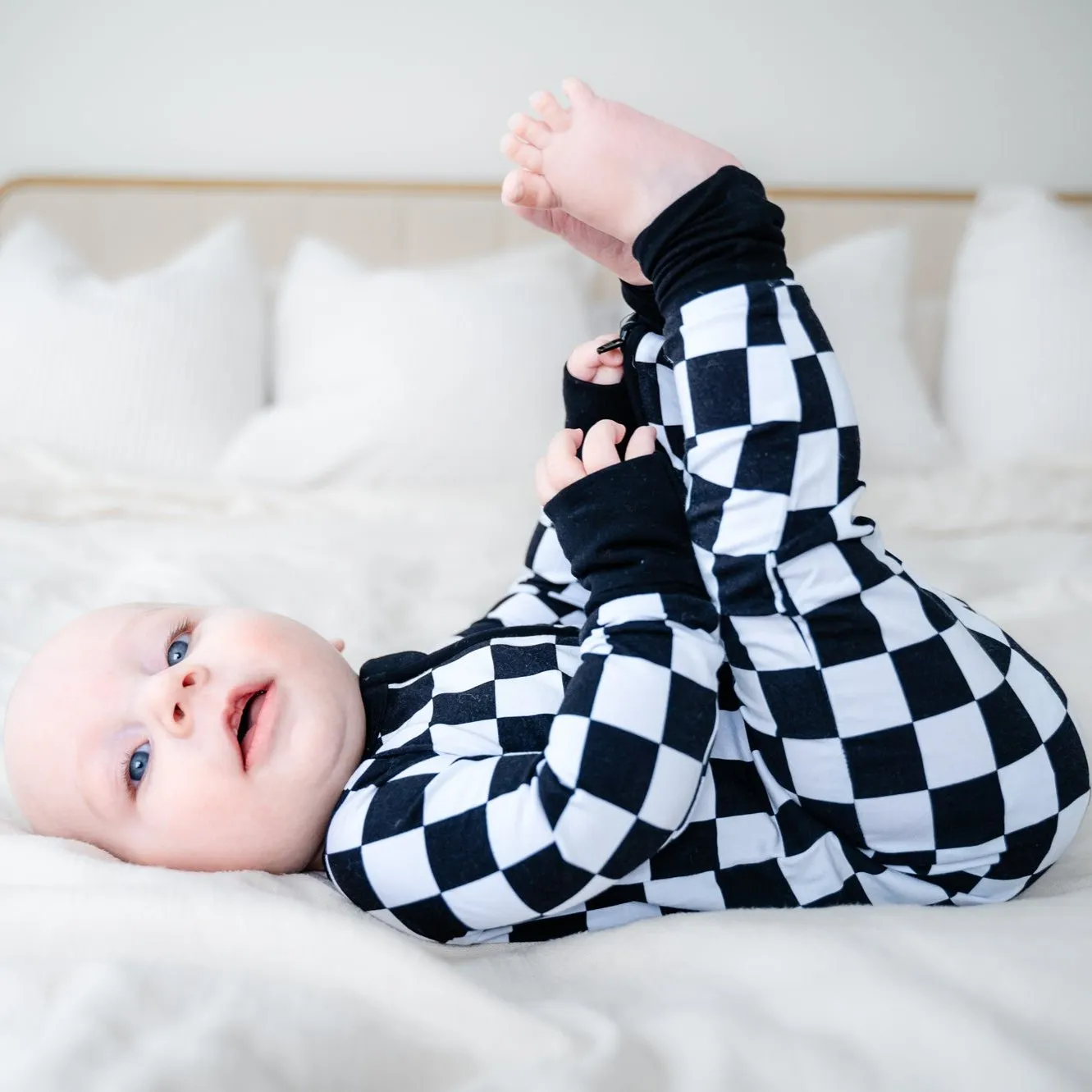 ZIP ROMPER - B W Checkered